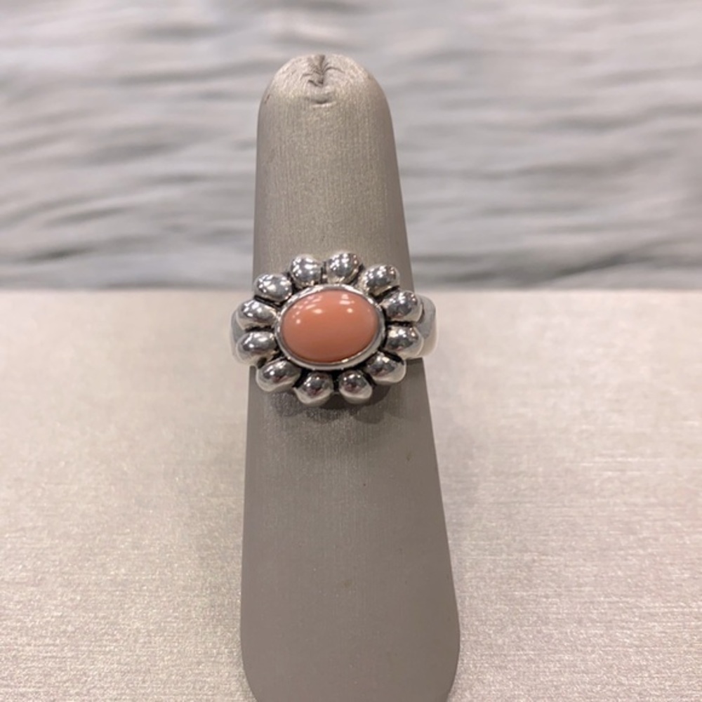 ~JOSEPH ESPOSITO~Sterling Silver Ring~PINK CORAL FLOWER